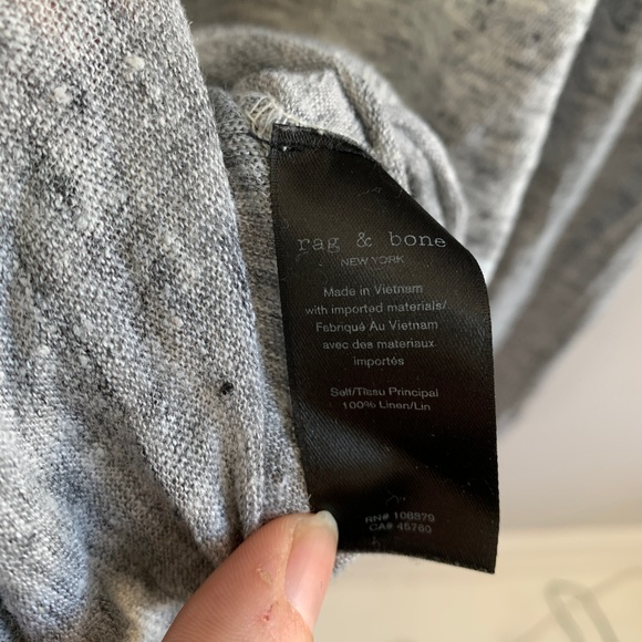 Rag & Bone Grey 100% Linen Crew Neck Top L - Picture 6 of 7